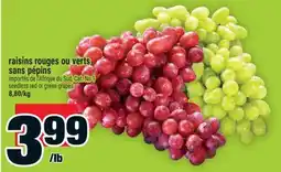 Super C raisins rouges ou verts sans pépins | seedless red or green grapes offer
