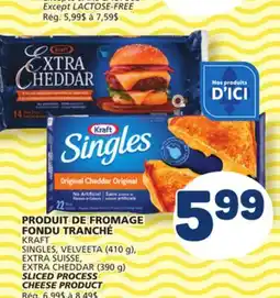 Marché Bonichoix KRAFT SINGLES, VELVEETA (410 g), EXTRA SUISSE, EXTRA CHEDDAR (390 g) SLICED PROCESS CHEESE PRODUCT offer