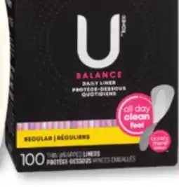 Familiprix U by Kotex Balance thin daily liners regular 100un offer