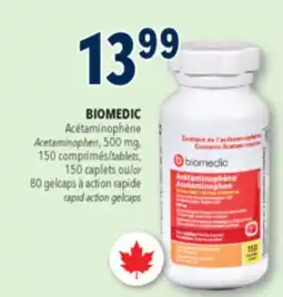 Familiprix Biomedic extra strength acetaminophen tablets for adults 150un offer