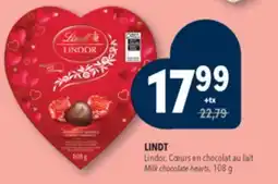 Familiprix LINDT Lindor, Milk chocolate hearts offer