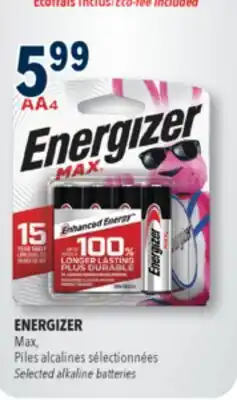 Familiprix ENERGIZER Max, Selected alkaline batteries offer