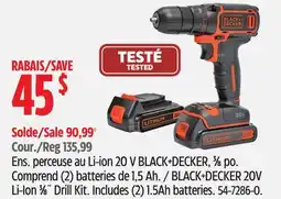 Canadian Tire BLACK+DECKER 20V Li-Ion 3⁄8˝ Drill Kit offer