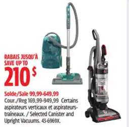 Canadian Tire Selected Canister and Upright Vacuums offer