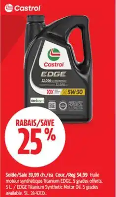 Canadian Tire Castrol 5 grades offerts. 5 L. EDGE Titanium Synthetic Motor Oil offer