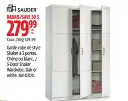 Canadian Tire 3-Door Shaker Wardrobe Oak or white offer