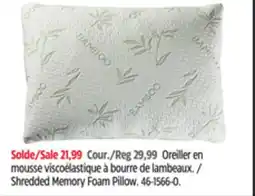 Canadian Tire FOR LIVING Shredded Memory Foam Pillow offer