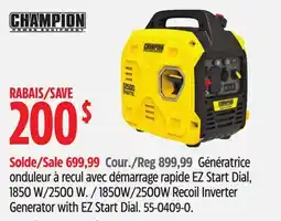 Canadian Tire Champion 1850W/2500W Recoil Inverter Generator with EZ Start Dial offer