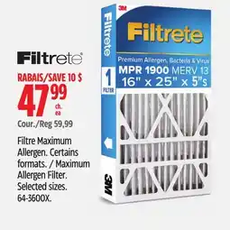 Canadian Tire Filtrete Maximum Allergen Filter offer