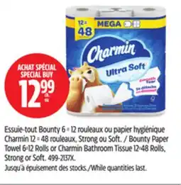 Canadian Tire Bounty Paper Towel 6=12 Rolls or Charmin Bathroom Tissue 12=48 Rolls, Strong or Soft offer