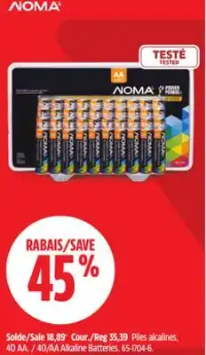 Canadian Tire NOMA 40/AA Alkaline Batteries offer