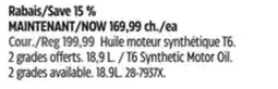 Canadian Tire T6 Synthetic Motor Oil offer
