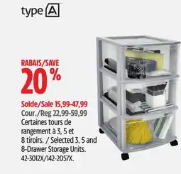 Canadian Tire type A Selected 3, 5 and 8-Drawer Storage Units offer