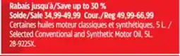 Canadian Tire Selected Conventional and Synthetic Motor Oil offer