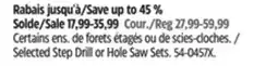 Canadian Tire Mastercraft Selected Step Drill or Hole Saw Sets offer