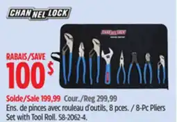 Canadian Tire Channel lock 8-Pc Pliers Set with Tool Roll offer