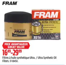 Canadian Tire FRAM Ultra Synthetic Oil Filters offer