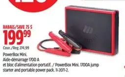 Canadian Tire MotoMaster PowerBox Mini. 1700A jump starter and portable power pack offer