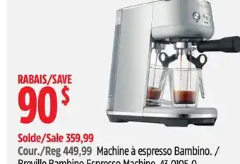 Canadian Tire Breville Bambino Espresso Machine offer