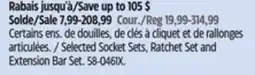 Canadian Tire Mastercraft, Selected Socket Sets, Ratchet Set and Extension Bar Set offer