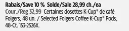 Canadian Tire Selected Folgers Coffee K-Cup Pods offer