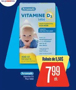 Jean Coutu Personnelle Vitamine D3 Pour bébé offer