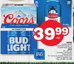 Marches Tradition COORS LIGHT, SLEEMAN CLEAR 2.0 OR BUD LIGHT BEER offer
