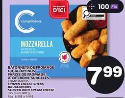 Marches Tradition COMPLIMENTS FROZEN CHEESE STICKS OR JALAPENOS STUFFED WITH CREAM CHEESE offer