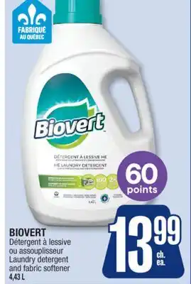 Jean Coutu BIOVERT Laundry detergent and fabric softener offer