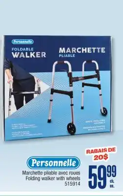Jean Coutu PERSONNELLE Folding walker with wheels offer