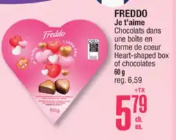 Jean Coutu FREDDO Je t'aime Heart-shaped box of chocolates offer