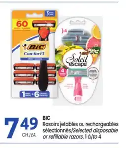 Uniprix BIC Rasoirs jetables ou rechargeables sélectionnés/Selected disposable or refillable razors offer