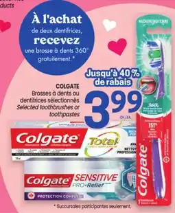 Uniprix COLGATE Brosses à dents ou dentifrices sélectionnés/Selected toothbrushes or toothpastes offer