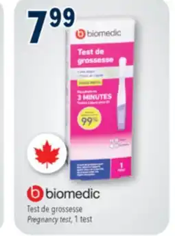 Familiprix Biomedic early result pregnancy test offer