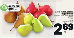 Metro POIRES BARTLETT, BOSC OU ROUGES CRIMSON | PEARS offer