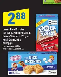 Maxi CARRÉS RICE KRISPIES, 154-198 G, POP TARTS 384 G, BARRES SPECIAL K 125 G OU NUTRI-GRAIN, 295 G offer