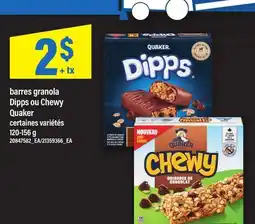 Maxi BARRES GRANOLA DIPPS OU CHEWY QUAKER offer