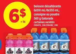 Maxi boisson désaltérante 6x591 mL/8x355 mL, consigne ou poudre 560 g Gatorade offer