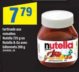 Maxi TARTINADE AUX NOISETTES NUTELLA 725 G OU NUTELLA & GO AVEC BÂTONNETS 208 G offer