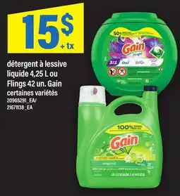 Maxi DÉTERGENT À LESSIVE LIQUIDE, 4,25 L OU FLINGS, 42 UN. GAIN offer
