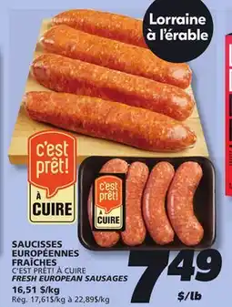 IGA C'EST PRÊT! À CUIRE FRESH EUROPEAN SAUSAGES offer