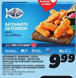 IGA HIGH LINER FROZEN BREADED FISH STICKS offer