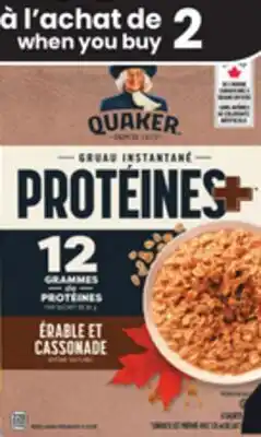 IGA QUAKER PROTÉINES CEREAL OR INSTANT OATMEAL offer