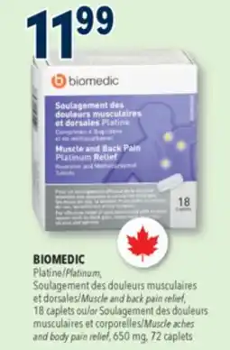 Familiprix Biomedic muscle & back pain platinum relief caplets 18un offer