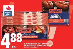 Metro Schneiders bacon, juicy jumbos or smoked sausages or maple leaf bacon offer