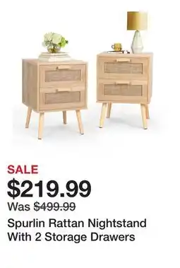 Wayfair Spurlin Rattan Nightstand With 2 Storage Drawers offer