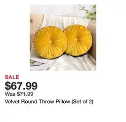 Wayfair Velvet Round Throw Pillow (Set of 2) offer