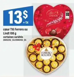 Maxi cœur T16 Ferrero ou Lindt 108 g offer