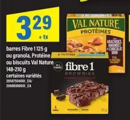 Maxi barres Fibre 1 ou granola, Protéine ou biscuits Val Nature offer