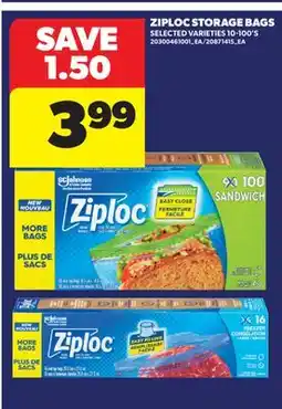 Real Canadian Superstore ZIPLOC STORAGE BAGS, 10-100'S offer